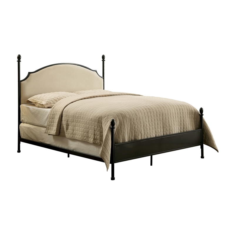 Bowery Hill Metal Silver King Poster Panel Bed Rectangular Cushioned Headboard 85.25