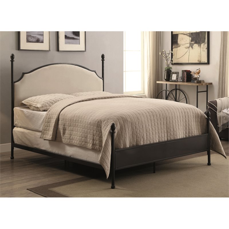 Bowery Hill Metal Silver King Poster Panel Bed Rectangular Cushioned Headboard 85.25