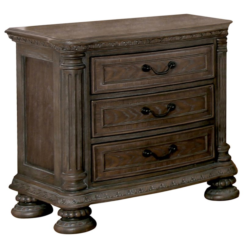 Bowery Hill Transitional Wood Nightstand in Rustic Natural Tone