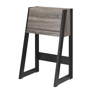 Bowery Hill Wood Distressed Gray and Black Secretary Desk Rectangular Generous Storage 26&quotW x 19&quotD x 41.75&quotH Unassembled