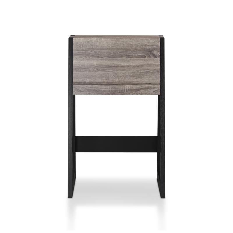 Bowery Hill Wood Distressed Gray and Black Secretary Desk Rectangular Generous Storage 26