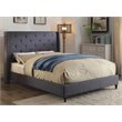 Bowery Hill Transitional Fabric Wingback Queen Bed with Wood Legs in Blue