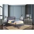 Bowery Hill Transitional Fabric Wingback Queen Bed with Wood Legs in Blue