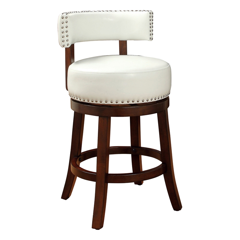 Bowery Hill Contemporary Faux Leather 24-inch Bar Stool in White (Set of 2)