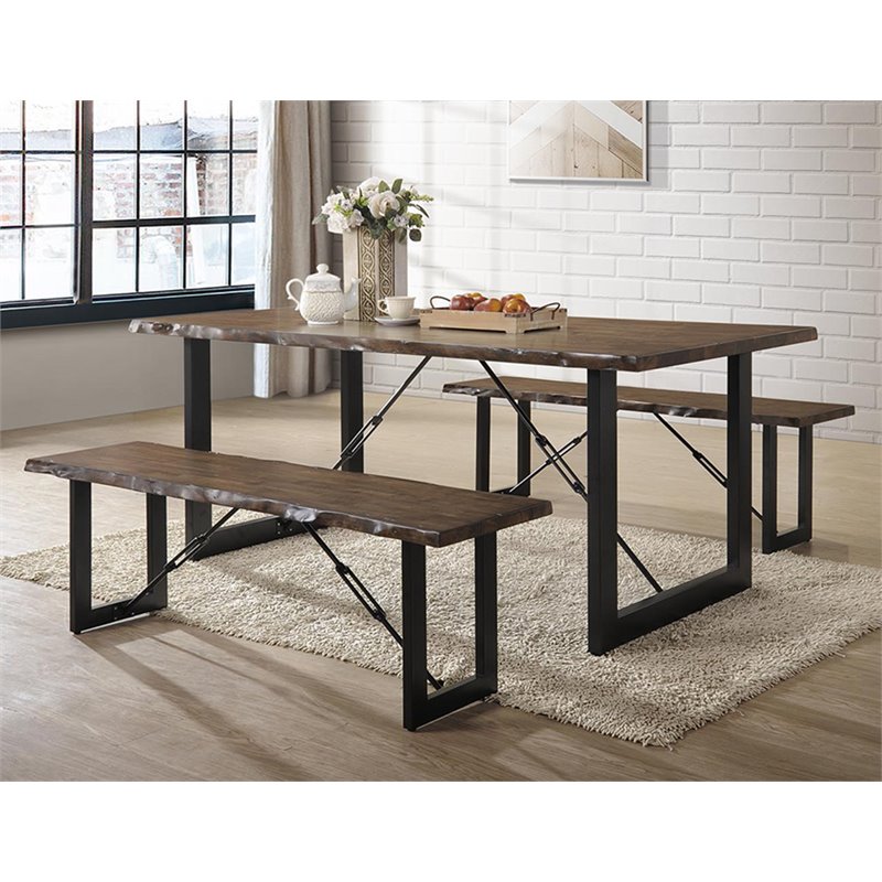 Bowery Hill Industrial Wood Extendable Dining Table in Walnut