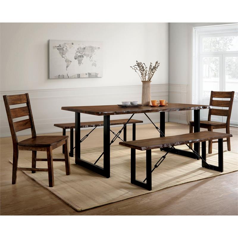 Bowery Hill Industrial Wood Extendable Dining Table in Walnut