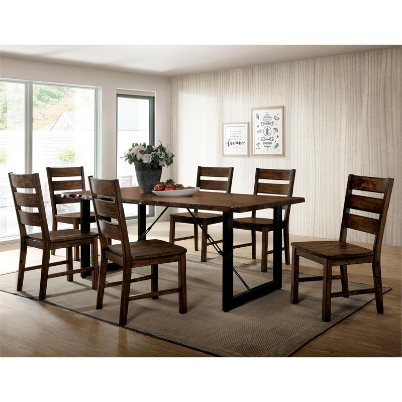 Bowery Hill Industrial Wood Extendable Dining Table in Walnut