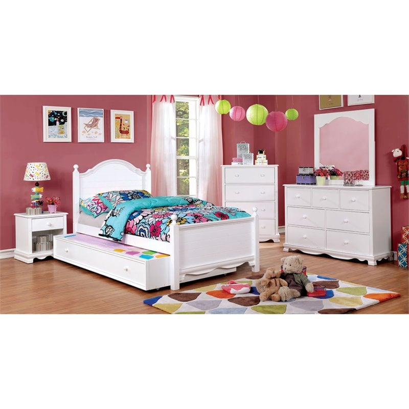 Bowery Hill 1-Drawer Transitional Wood Nightstand with Open Shelf in White