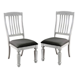 Bowery Hill 18.5&quot Transitional Wood Padded Dining Chair in White (Set of 2)