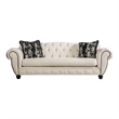 Bowery Hill Transitional Fabric Sofa with Pillows in Beige/Black