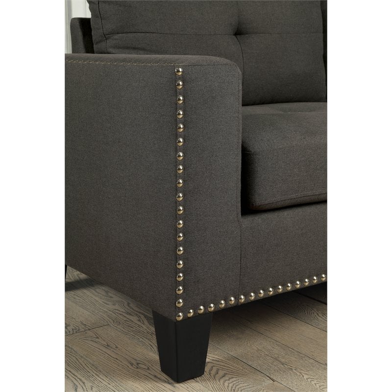Bowery Hill Modern Fabric Tufted Sofa in Gray