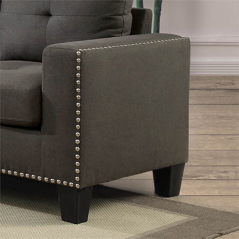 Bowery Hill Modern Fabric Tufted Sofa in Gray