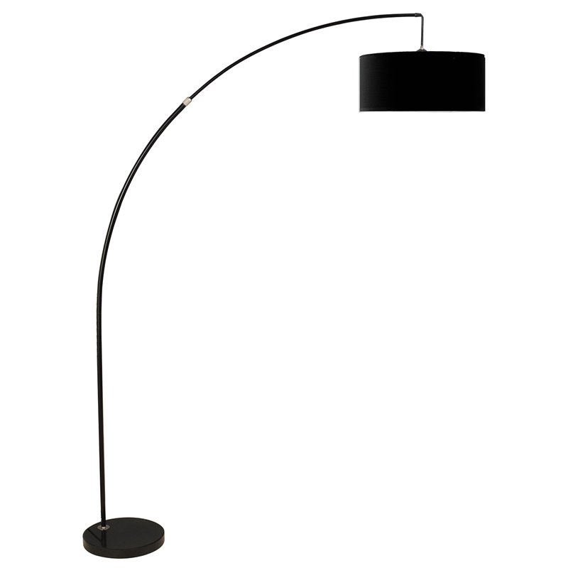 Bowery Hill Modern Metal Extendable Arch Floor Lamp in Black