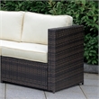 Bowery Hill Contemporary Rattan Patio Left Arm Chair in Brown and Beige