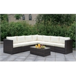 Bowery Hill Contemporary Rattan Patio Left Arm Chair in Brown and Beige