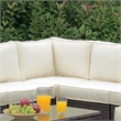 Bowery Hill Contemporary Rattan Patio Corner Chair in Brown and Beige