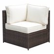 Bowery Hill Contemporary Rattan Patio Corner Chair in Brown and Beige