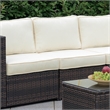 Bowery Hill Contemporary Rattan Patio Armless Chair in Brown and Beige