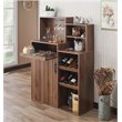 Bowery Hill Wood Distressed Walnut Bar Cabinet Rectangular Multi-Storage 39.37