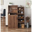 Bowery Hill Wood Distressed Walnut Bar Cabinet Rectangular Multi-Storage 39.37