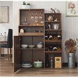 Bowery Hill Wood Distressed Walnut Bar Cabinet Rectangular Multi-Storage 39.37