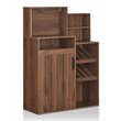 Bowery Hill Wood Distressed Walnut Bar Cabinet Rectangular Multi-Storage 39.37