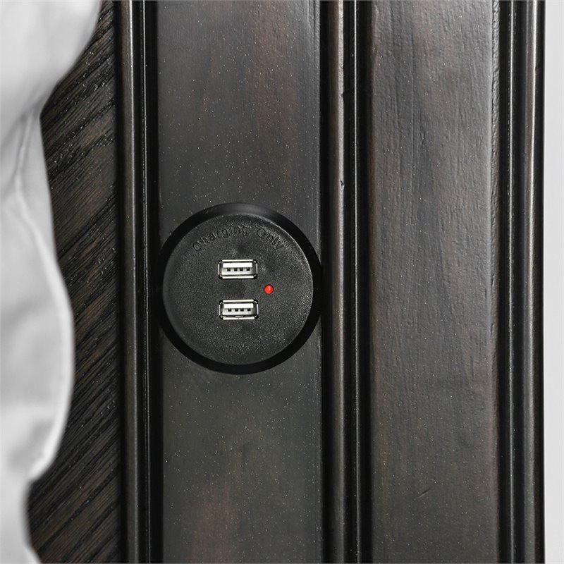 Bowery Hill Wood Storage Queen Bed with USB Charging Ports in Espresso