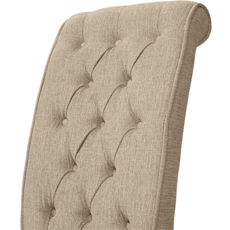 Bowery Hill Transitional Fabric Tufted Side Chair in Beige (Set of 2)