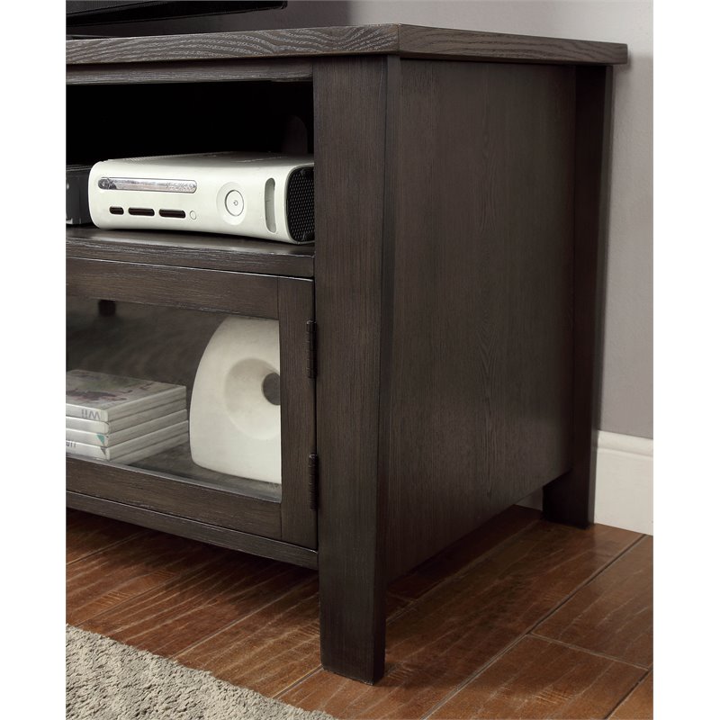 Bowery Hill Transitional Solid Wood 72-Inch TV Stand in Gray