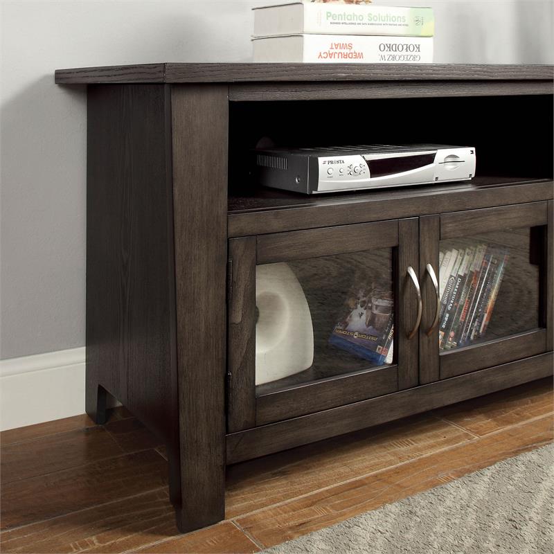 Bowery Hill Transitional Solid Wood 72-Inch TV Stand in Gray