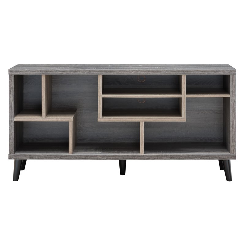 Bowery Hill Mid-century Wood 7-Shelf TV Stand in Gray