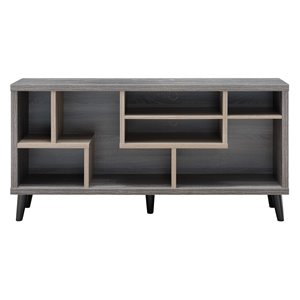 Bowery Hill Mid-century Wood 7-Shelf TV Stand in Gray