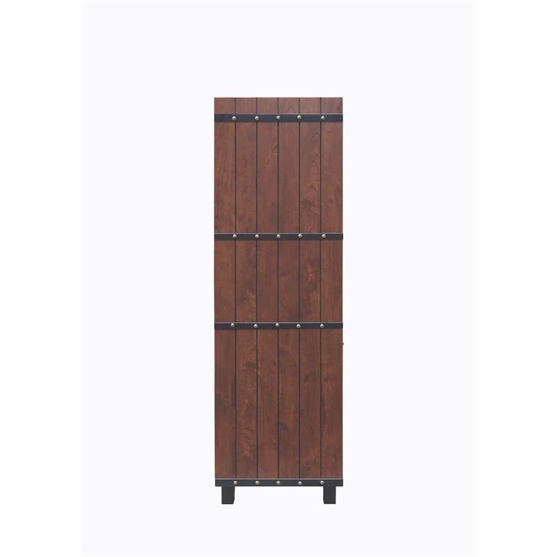 Bowery Hill Farmhouse Wood 4-Bottle Wine Rack in Vintage Walnut
