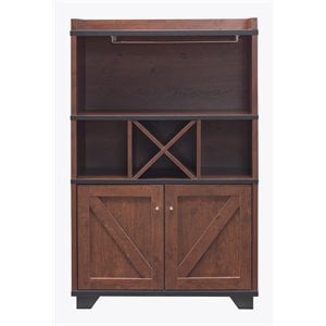 Bowery Hill Farmhouse Wood 4-Bottle Wine Rack in Vintage Walnut