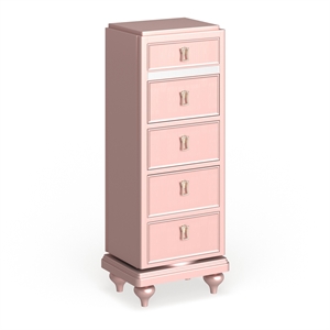Bowery Hill Contemporary Wood Swivel Chest with Mirror in Rose Gold