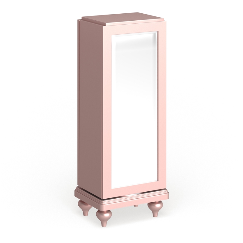 Bowery Hill Contemporary Wood Swivel Chest with Mirror in Rose Gold