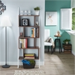 Bowery Hill 4-Shelf Zigzag Structure Modern Wood Bookcase in Walnut