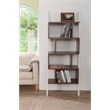 Bowery Hill 4-Shelf Zigzag Structure Modern Wood Bookcase in Walnut
