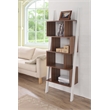 Bowery Hill 4-Shelf Zigzag Structure Modern Wood Bookcase in Walnut