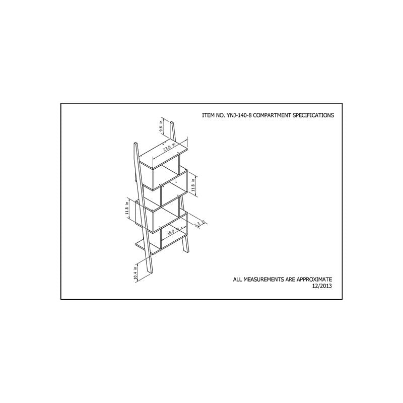 Bowery Hill 4-Shelf Zigzag Structure Modern Wood Bookcase in Walnut