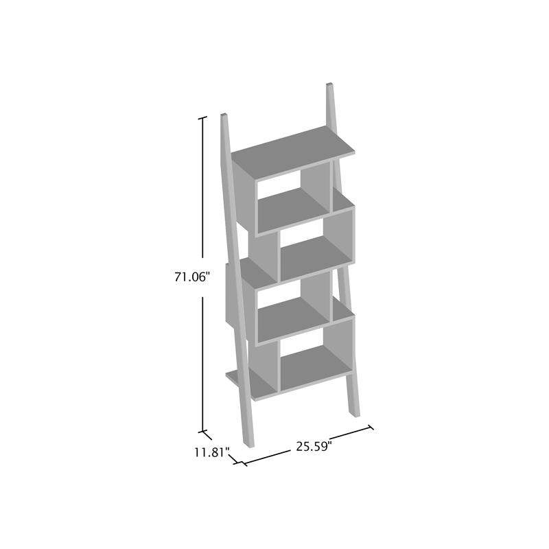 Bowery Hill 4-Shelf Zigzag Structure Modern Wood Bookcase in Walnut