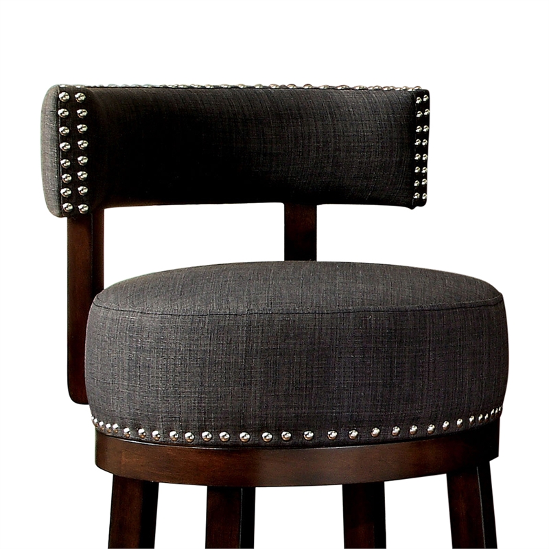 Bowery Hill Contemporary Fabric 24-inch Swivel Bar Stool in Gray (Set of 2)