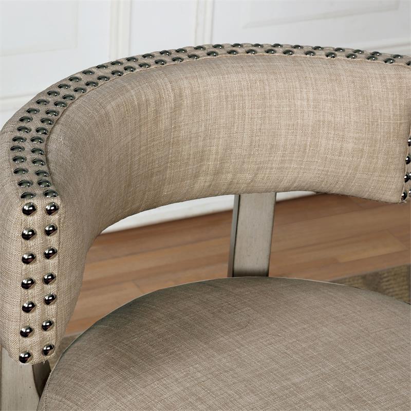 Bowery Hill Contemporary Fabric 24-inch Swivel Bar Stool in Beige (Set of 2)