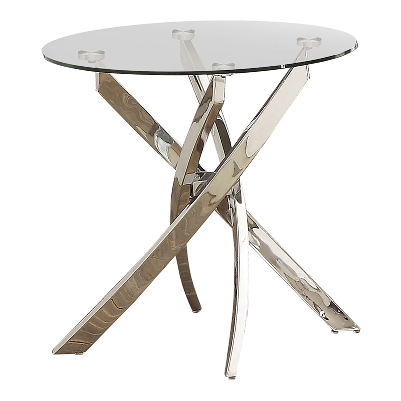 Bowery Hill Contemporary Glass Top End Table in Chrome