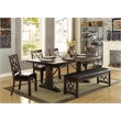 Bowery Hill Transitional Faux Leather Padded Dining Bench in Rustic Walnut