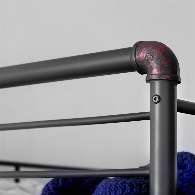 Bowery Hill Modern Metal Twin over Twin Bunk Bed in Antique Black