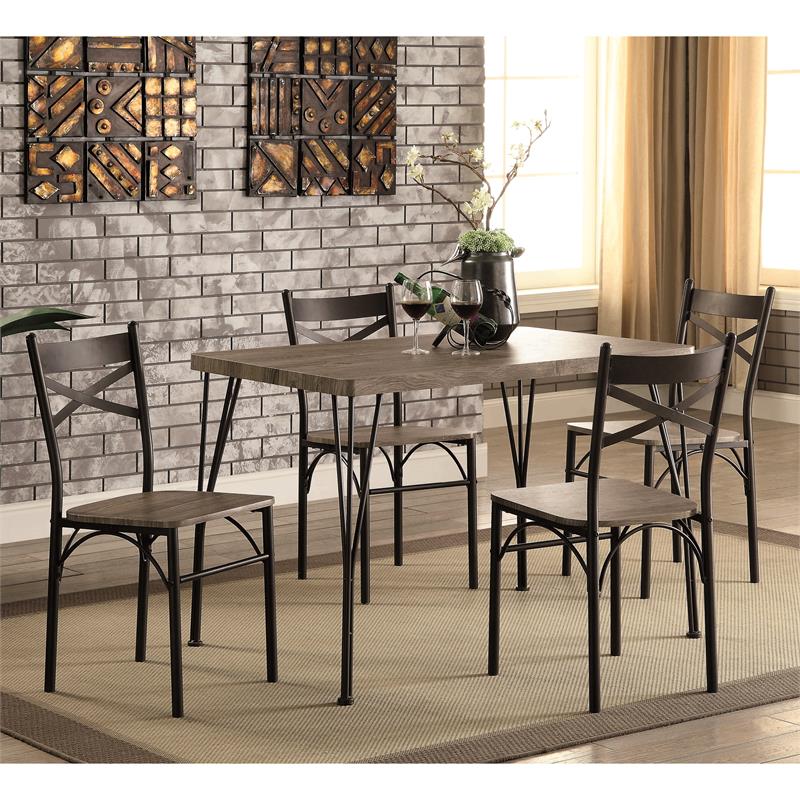 Bowery Hill Transitional Metal 5-Piece Dining Set in Dark Bronze