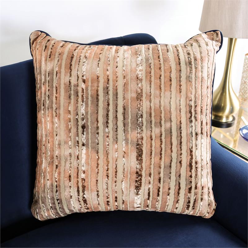 Bowery Hill Transitional Chenille Sofa with Wood Legs in Navy