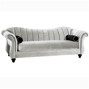 Bowery Hill Transitional Chenille Upholstered Sofa in Pewter