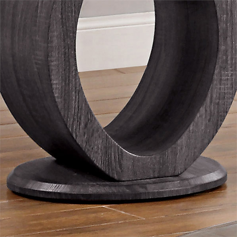Bowery Hill Contemporary Wood Round End Table in Gray